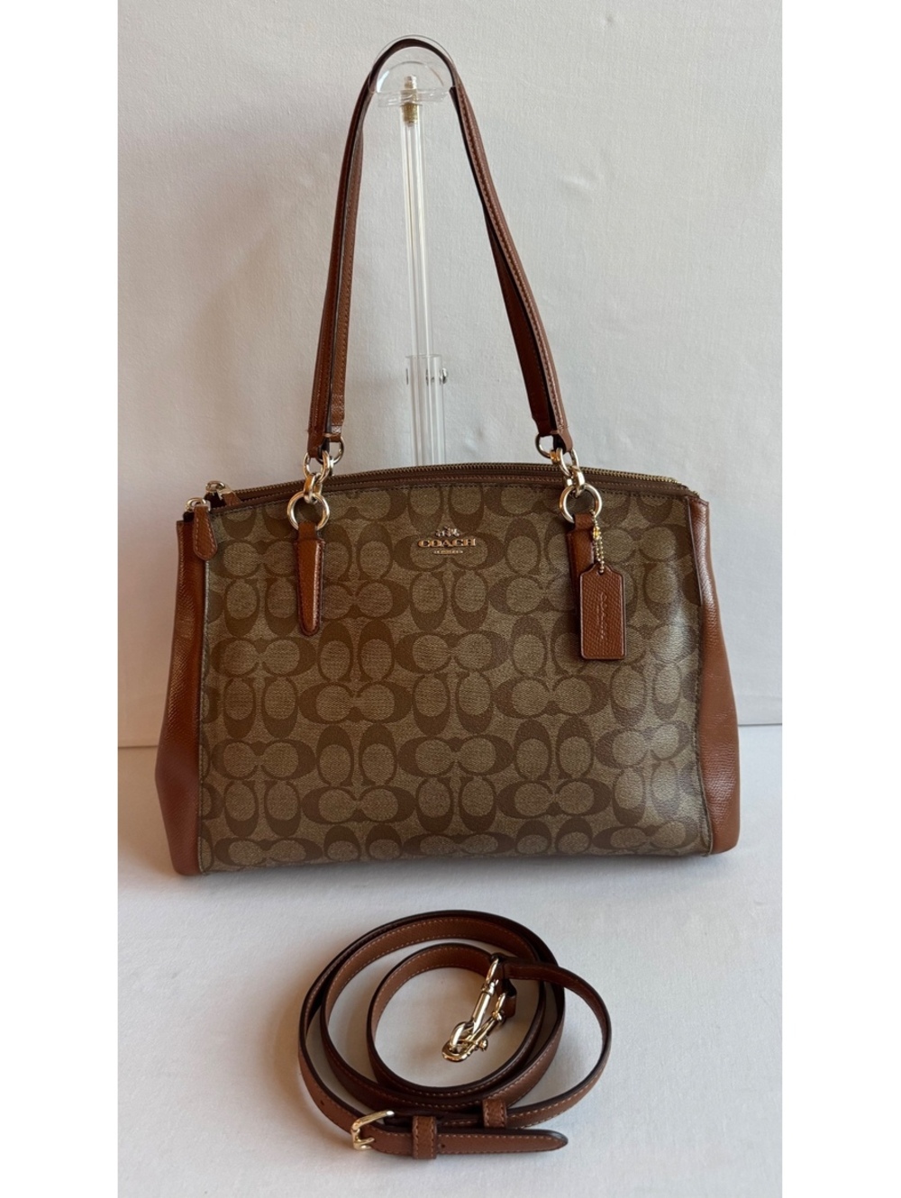 Coach Christie Carryall Signature Canvas Brown Tote Shoulder Crossbody F36721